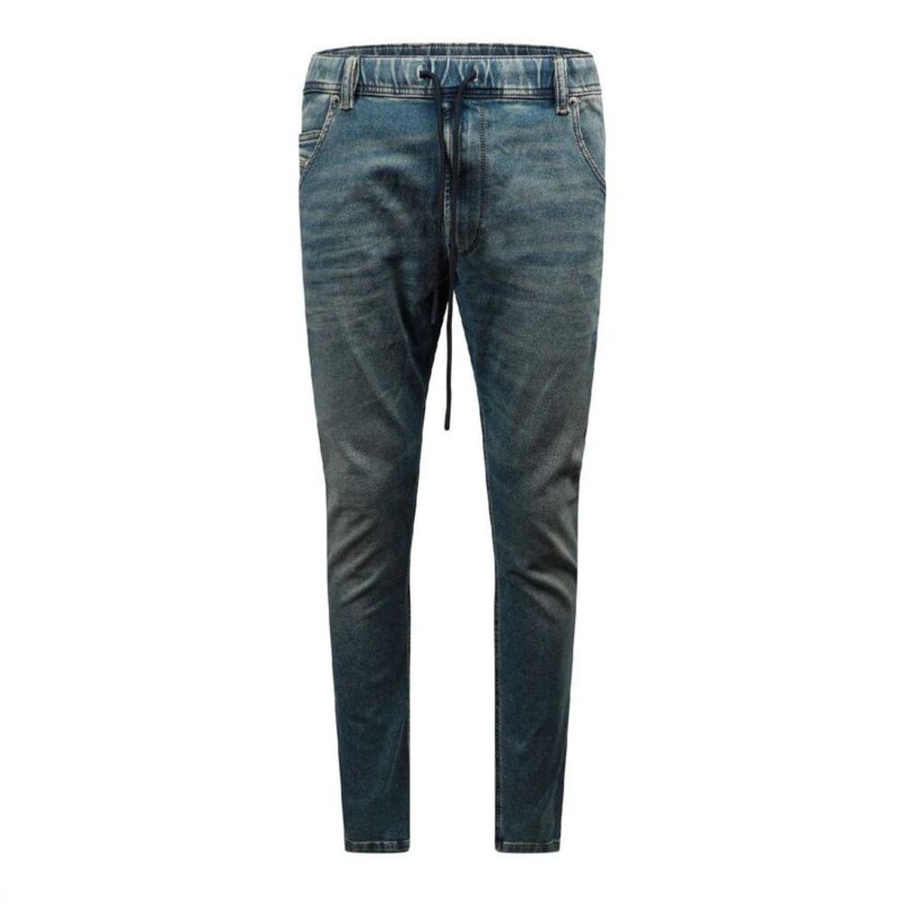 Diesel Mens Krooley Ne Faded Drawstring Tapered Jeans / Blue Denim